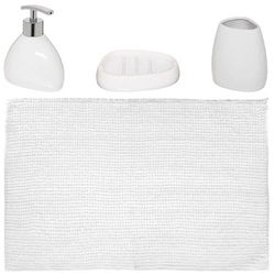 Sada koupelnových doplňků Colors II bílá s moderní keramickou mýdlenkou