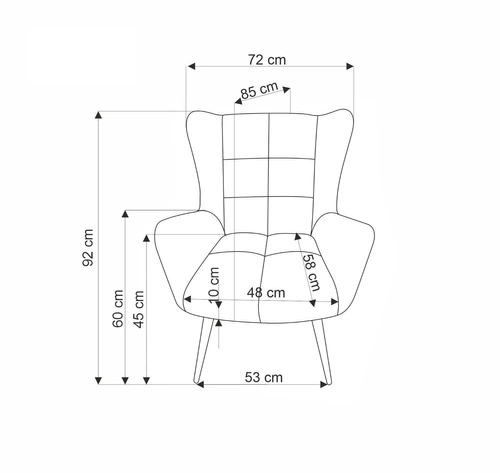 Moderní čalouněné křeslo ušák Wallace do obýváku v olivové barvě s područkami Intesi