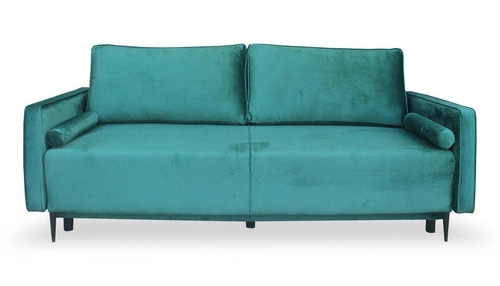 Rozkládací pohovka Arosa s úložným prostorem a funkcí spaní, zelený samet, do obýváku Intesi