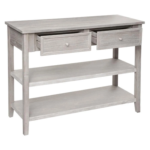 Skandinávská konzole Charme se zásuvkami a policemi do předsíně nebo ložnice, bělené dřevo