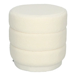 Moderní bílý kulatý taburet Sinan čalouněný do obýváku a předsíně Atmosphera 40 cm