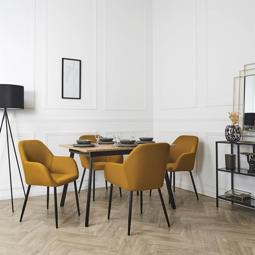 Čalouněná žlutá jídelní židle s područkami Lavia Intesi moderní do jídelny a obýváku