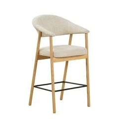 Barová židle Elk čalouněná skandinávská k kuchyňskému ostrůvku pískový dub