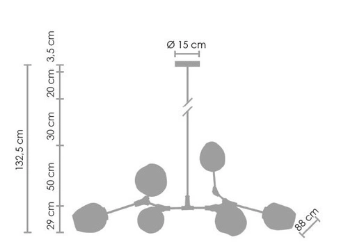 Závěsné svítidlo MODERN ORCHID 6 ramen skleněné jantarové do obýváku 130 cm