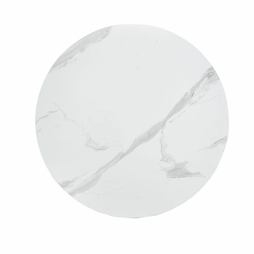 Konferenční stolek Kyoto kulatý 80 cm bílý mramor dub moderní do obýváku skandinávský Intesi