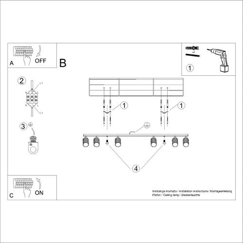 Stropní svítidlo KARBON 6L bílé moderní do obýváku a ložnice s nastavitelným stínidlem