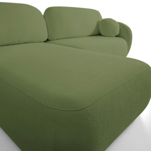 Rohová rozkládací pohovka levá Salby zelená moderní do obýváku s úložným prostorem