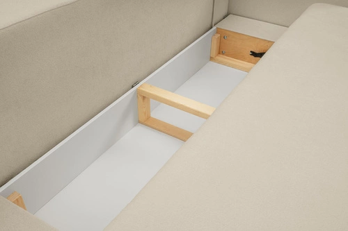 Rozkládací pohovka Salby 3místná s úložným prostorem a funkcí spaní béžová do obýváku