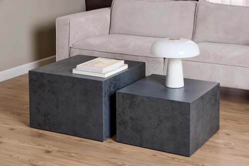 Sada 2 konferenčních stolků Dice černé loftové čtvercové do obývacího pokoje moderní Actona