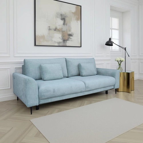 Rozkládací pohovka Ferrero 3místná skandinávská s funkcí spaní do obýváku modrá