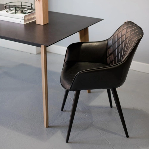 Čalouněná jídelní židle Rox černá ekokůže s područkami do jídelny a kuchyně Intesi