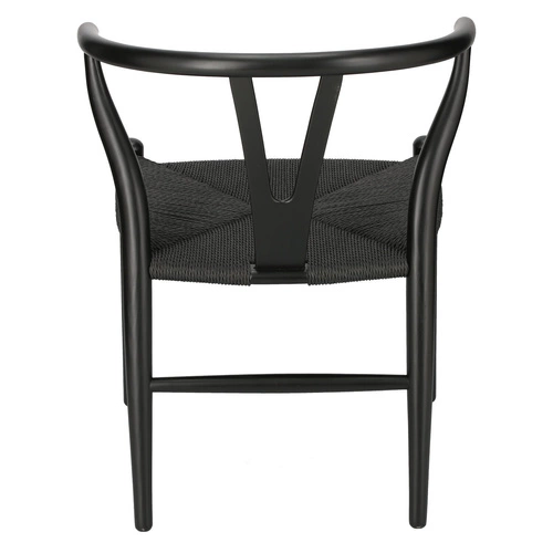 Dřevěná jídelní židle s područkami Wicker Color D2.DESIGN černá inspirovaná Wishbone