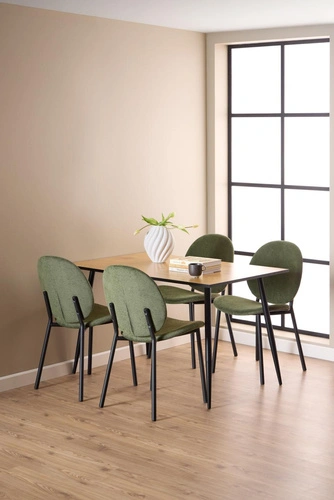Židle Cliff zelená do jídelny moderní čalouněná na černých nohách
