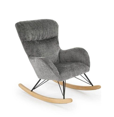 Houpací křeslo Opera šedé do obýváku moderní skandinávský čalouněný s područkami