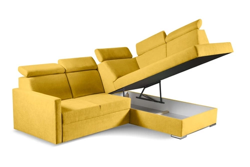 Rohová rozkládací sedačka Mils XL pravá moderní do obýváku hořčicová Intesi