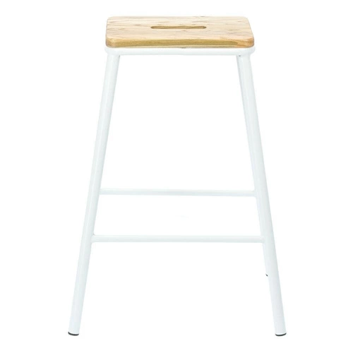 Barová stolička Seattle White 66 cm dřevěná bez opěrky do kuchyně a jídelny bílá Intesi