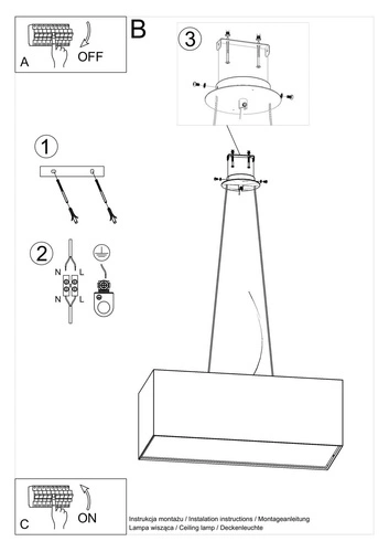 Moderní černý lustr SANTA BIS 80, 3 světla, nad stůl nebo kuchyňský ostrůvek