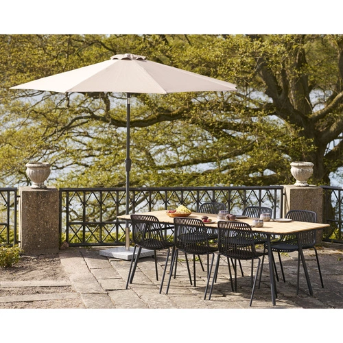 Zahradní stůl Cleveland 220x90 cm z teakového dřeva na terasu s černými nohami