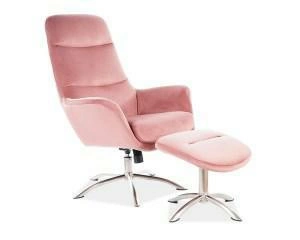 Relaxační křeslo ušák Elena s podnožkou samet růžový do obýváku moderní Intesi