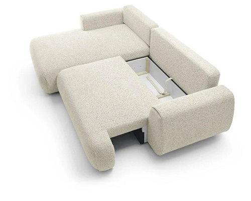 Rohová rozkládací pohovka levá Ljung béžová moderní s úložným prostorem do obýváku Intesi