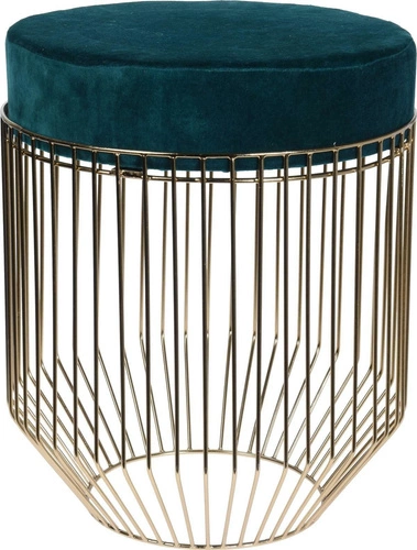 Taburet Intesi Cherrys Velvet zlatomodrý kulatý s úložným prostorem do předsíně glamour