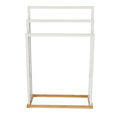 Stojanový bambusový věšák na ručníky 5five simply smart boho bílý 3 ramena