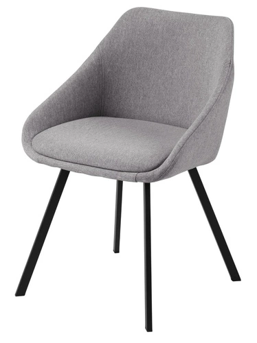 Čalouněná jídelní židle Nils šedá moderní skořepinová na černých nohách Actona