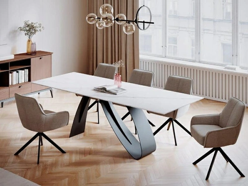 Otočná čalouněná židle Totti světle béžová do jídelny a obýváku