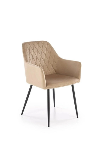 Čalouněná jídelní židle Basper Velvet béžová s područkami sametová