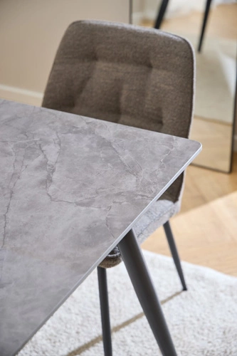 Jídelní stůl Wicklow 140x80 šedá keramická deska moderní na černých nohách Actona