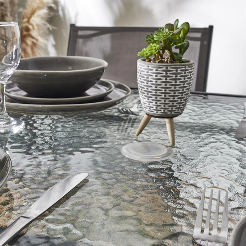 Zahradní skleněný stůl Formentera moderní skládací šedý 110x75 cm na terasu Intesi