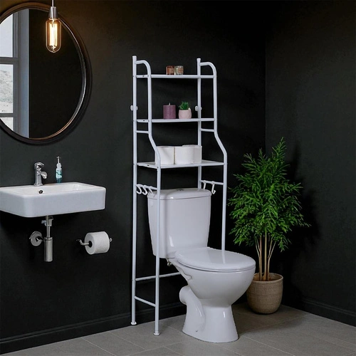 Intesi koupelnový regál nad WC bílý kovový 3 police 150 cm