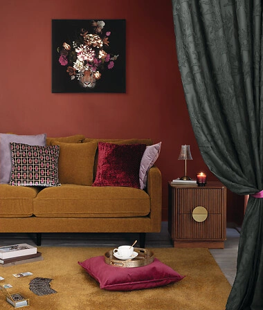 Noční stolek Atmosphera Wany 45 cm ořechový, 2 zásuvky, japandi/boho styl, elegantní frézované čelo