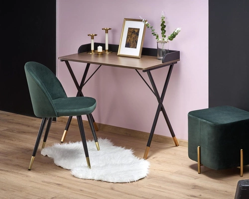 Moderní pracovní stůl Indira ořech černý 90 cm industriální Intesi do kanceláře nebo pracovny