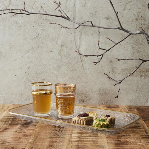 Podnos Mirage 34 cm se zlatým okrajem plastový