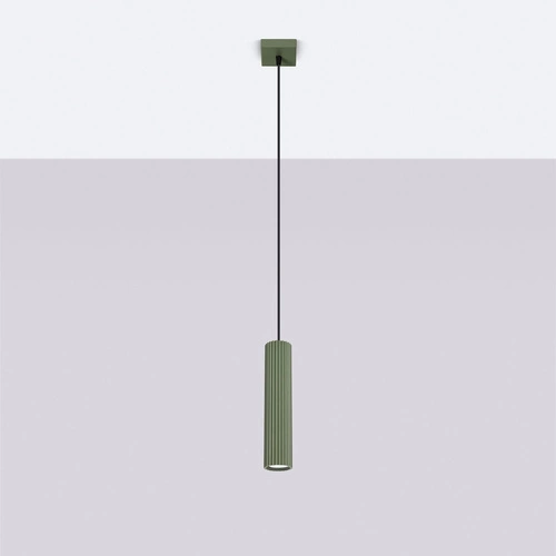 Závěsné svítidlo Karbon 1 olivově zelené nastavitelné tubusové do obýváku a nad kuchyňský ostrůvek