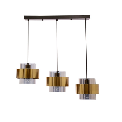 Závěsné svítidlo Spiega černozlaté 3x glamour nad jídelní stůl do obýváku s nastavitelnou výškou