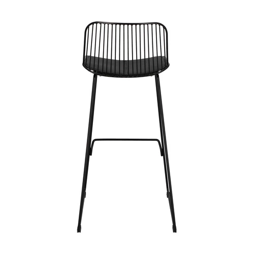 Barová židle Dill High černá s opěrkou, kovová, čalouněná, do kuchyně a k ostrůvku, 75 cm Intesi