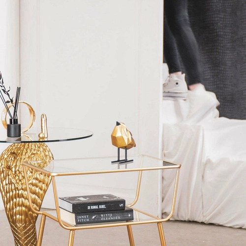 Dekorační figurka Love Bird XL zlatá glamour na komodu do obýváku HV decor 14 cm