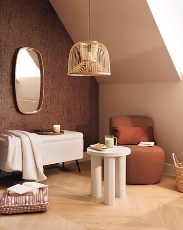 Relaxační křeslo Leone Atmosphera čalouněné do obýváku moderní boho terakota