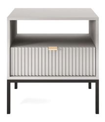 Šedý noční stolek s drážkováním 54 cm se zásuvkou glamour Intesi Delicious na vysokých nohách