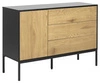 Komoda Seaford 120 cm černá přírodní dub se zásuvkami moderní do obývacího pokoje Actona