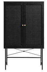 Vysoká komoda Pensacola černá ratanová na nožkách do obývacího pokoje