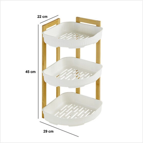 Rohová koupelnová police Naturéo 3patrová bílá z bambusu do koupelny 5five simply smart