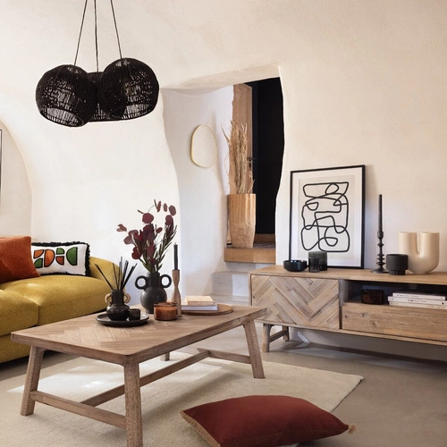 Rustikální dřevěný TV stolek Aeris Atmosphera 180 cm s rybí kostí do obýváku