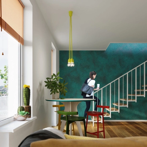 Závěsné svítidlo DIEGO 5 žluté moderní nastavitelné do obýváku, kuchyně nebo jídelny