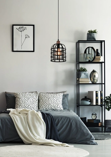Měděná závěsná lampa Soleto 1x40W E27 černý difuzor