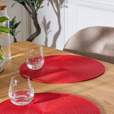 Kulatá červená prostírka 38 cm pletená do jídelny 5five simply smart