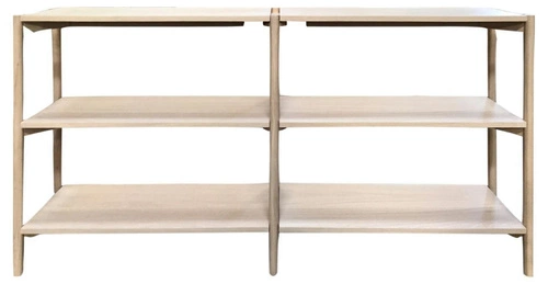 Dřevěná knihovna Braidwood dub nízká do obýváku a ložnice skandinávský styl Actona 169 cm