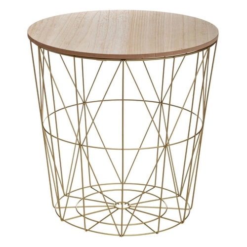 Kulatý konferenční stolek Kumi 41 cm do obýváku skandinávský přírodní zlatý Atmosphera